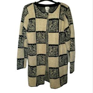 Shana K QR Print Heavy Knit Cardigan Size Small